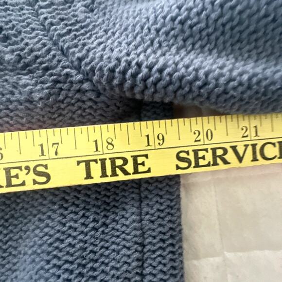 LL Bean Sweater Womens Large Petite Blue Cable Knit Funnel Neck Pullover Classic - Picture 9 of 10